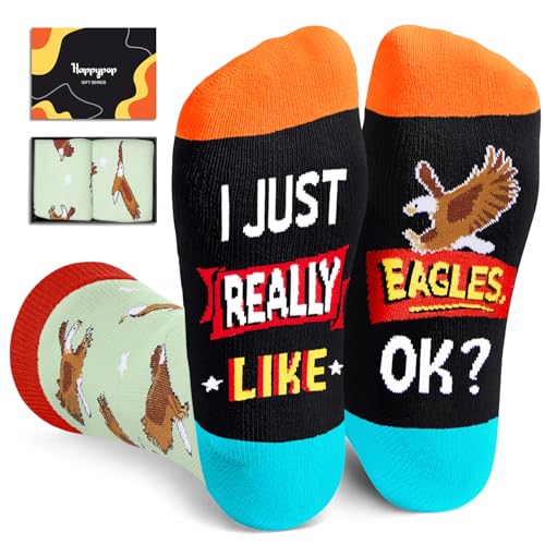 HAPPYPOP Eagles Gifts for Men Women - Funny Eagles Socks for Teens Animal Lovers