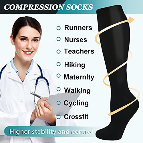 ACTINPUT 8 Pairs Compression Socks for Women & Men,Support Compression Stockings for Medical Running Athletic - Image 6