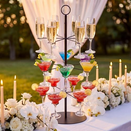 Acellegic Cocktail Tree Stand for Drinks,3Tiers, Black, Round Bottom, 1 Pcs by Acellegic - Used condition - Image 7