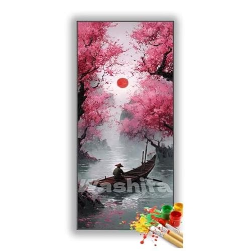 �������G �i�� �D�� �����h��G �L�b�g DIY ��l ���S�Ҍ��� �f�W�^�����G ��h�� �����L�b�g�ɂ��G�� Paint By Numbers �A�N�����y�C���g ���ʉ� �����Ńy�C���g �z�[�� �I�t�B�X���� �M�t�g 25x50 cm, �t���[���Ȃ�