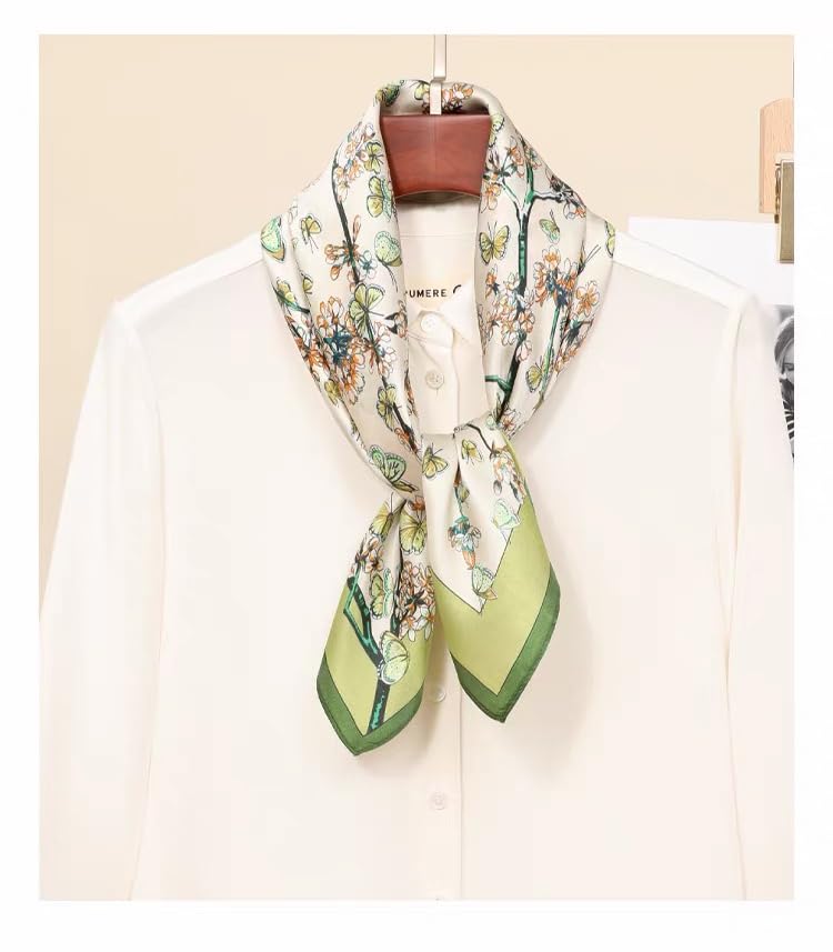 Image of ANDANTINO 100% Mulberry Silk Scarf -21 inch Square Neckerchief with Gift Packed