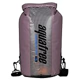 Aquafree アウトドア防水バッグ 18L パープル 密封防水 円筒型 透明グリッド素材
