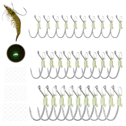 Luminous Live Shrimp Hooks (High Carbon Steel) for Saltwater & Freshwater