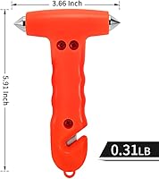 Vista 3 de Martillo de seguridad para automóvil, paquete de 2, martillo de escape de emergencia automático con rompedor de ventana y cortador de cinturón