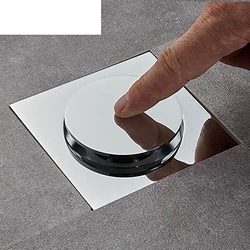 Tapón for lavabo, desagüe, desagüe de suelo, tapa curvada for baño, desagüe de suelo emergente, latón, desagüe de ducha, cuarto de ducha cuadrado, tapón de drenaje a presión (diámetro exterior: 10 x 1