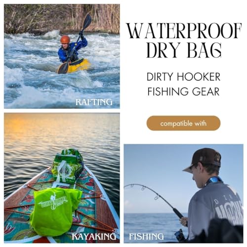 Bolsa seca impermeable Dirty Hooker Fishing Gear 5L – Bolsa de almacenamiento impermeable para kayak, playa, rafting, bote, pesca – Mochila impermeable - Accesorios de pesca para hombres y mujeres (Verde lima) miniatura 5