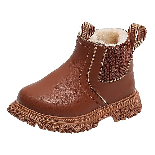 IWIHMIV Infant Winter Shoes Girls Waterproof Boots Side Zipper Ankle Booties for Toddler Fleece Snow Ankle Boots