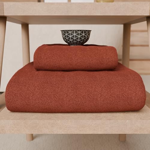 PETTI Artigiani Italiani - Asciugamani Bagno in 100% Spugna di Cotone, Set Asciugamani 1+1, 2 Pezzi 1 Asciugamano Viso e 1 Asciugamano Mani, Asciugamani Terra Cotta - Immagine 2