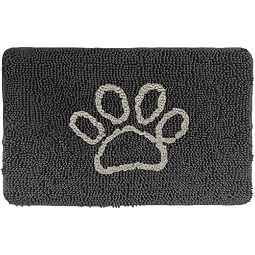 Image of GORILLA GRIP SoakSTOPPER Dog Door Mat, 36x24 Machine Washable Rug Absorbent Doormat Captures Moisture Mud Dirt, Quick Dry Soft Chenille Entryway Rugs Indoor Entrance Mats for Dog Paws, Charcoal