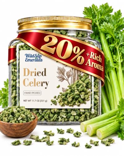 WildSap Emeralds 11.67 oz Celery Flakes - Dehydrated Celery for Soups
