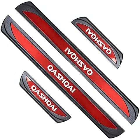 4 Pcs Car Outer Door Sill Protector Kick Plates Stainless Steel for Nissan Qashqai J11 2014-2021 Car Styling Welcome Pedal Scuff Plate Guard Insert Trim Non-Slip Car Door Sill Protector Plate (Red) Cover