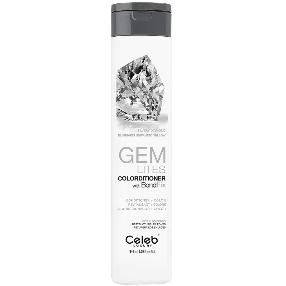 Celeb Luxury Gem Lites Colorditioner, Semi-Permanent Professional Hair Color Depositing Conditioner, Silvery Diamond, 8.25 Fl Oz (Pack of 1)