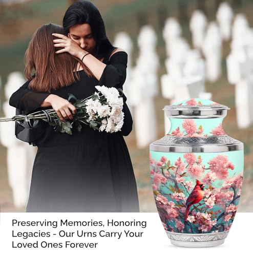 Image of Cardinal Bird Urn Large Cremation Urn for Ashes Adult 1 Large & 4 Small | Large Cremation Urn for Ashes Adult Male Dad Keepsake Burial Urns for Human Ashes Adult Small Cremation Urns