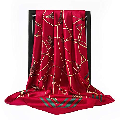 Châle Foulards en Soie Femmes Foulard Carré Dames Châle Wrap Silencieux Paréo Bandana Femme Mousseline de Soie Hijab Poncho Écharpes en Laine Écharpe Écharpe (46 90X90cm)