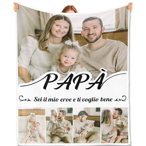 Bemaystar Regalo para Día del Padre - Manta Personalizada con Foto para Papá | Manta con Fotos para Papá, Abuelo y Esposo Celebraciones Paternas