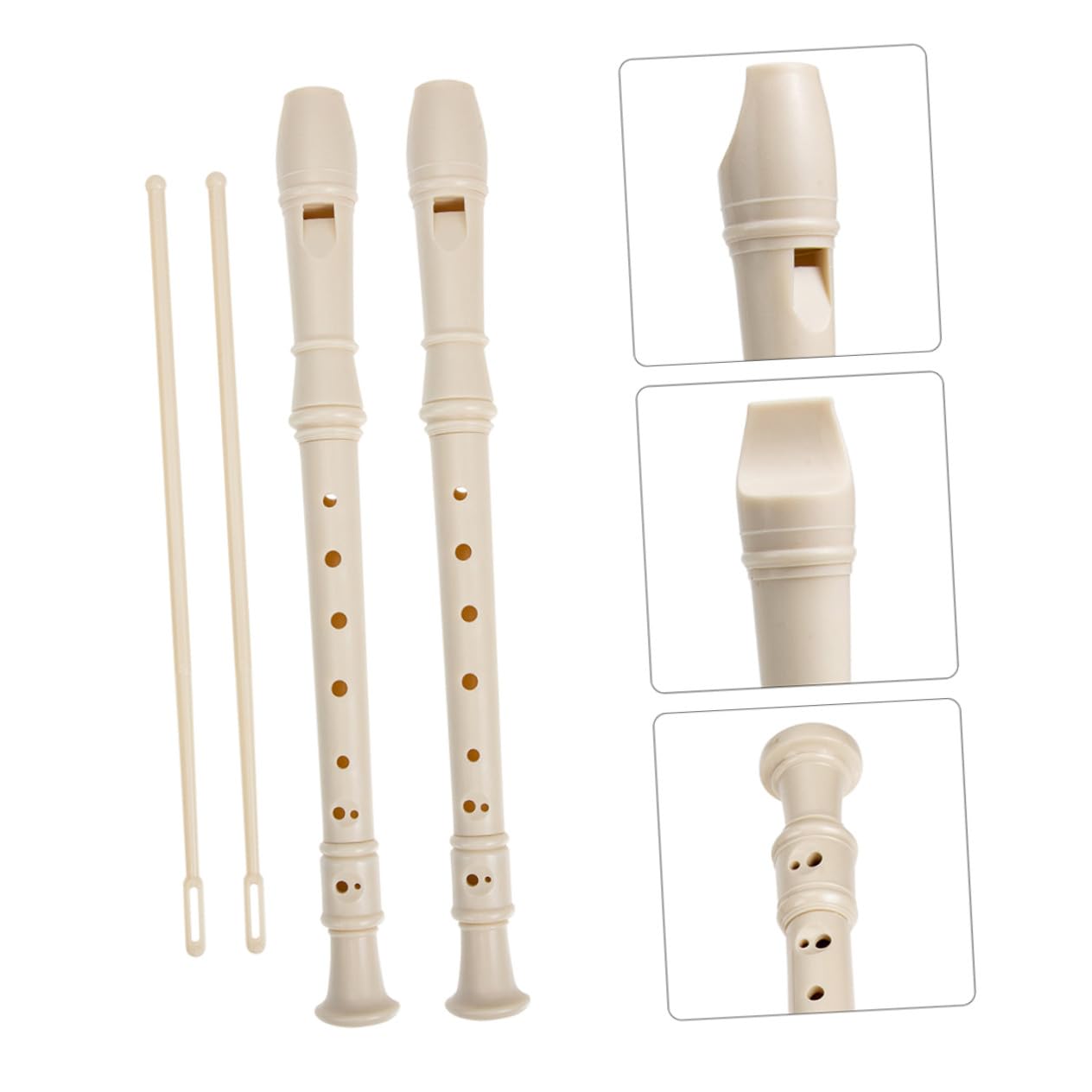 Clarinete Infantil de 8 Agujeros Beige de Resina, 1 Set | Instrumento Musical para Niños y Principiantes, Superficie Lisa sin Rebabas, Decoracion Colegio