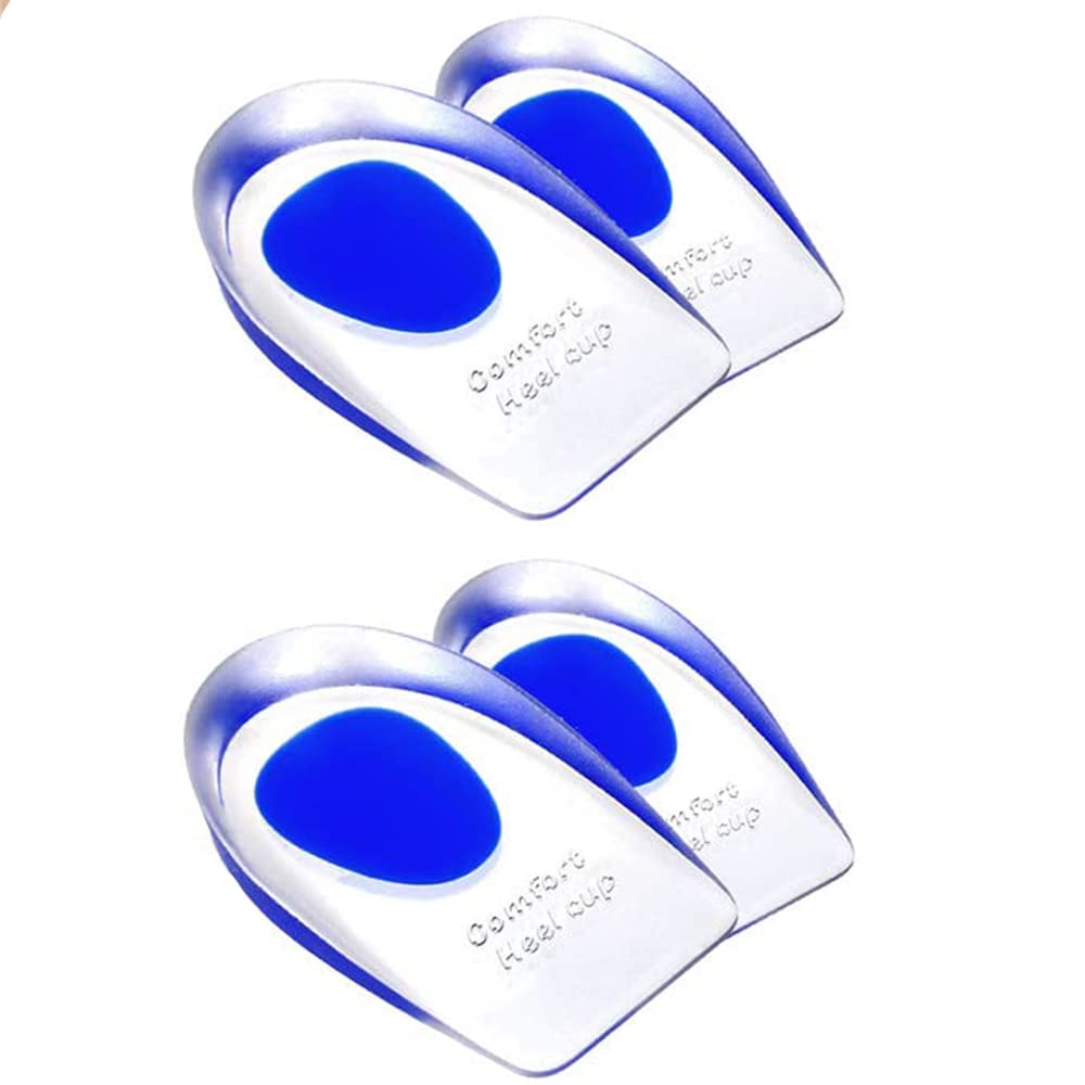 Xspring Gel Heel Cups, 2 Pair Heel Insoles Plantar insoles, Silicone Heel Cup Pads for Plantar Fasciitis, Heel Pain, Bone Spur Pain and Achilles Tendon Treatment and Shock Absorbing Support