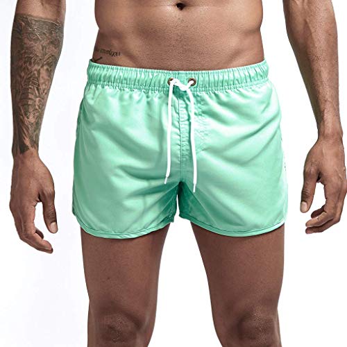 Men's Drawstring Waist Swim Trunks Fashion Summer Beach Quick Dry Shorts Solid Color Hawaii Vacation Board Short2