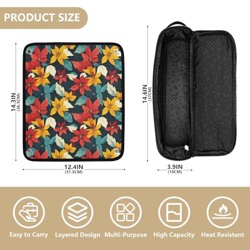 Bolsa de viaje resistente al calor para herramientas de cabello Leaf Marble, con tapete aislante para planchas, rizadores y accesorios de cuidado capilar, organizador portátil miniatura 4