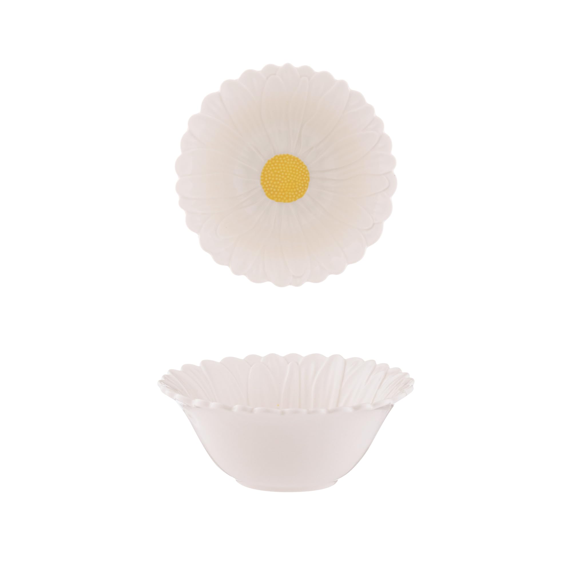 Price & Kensington Daisy Snack Bowl Cream 12cm Moulded Floral Stoneware Design Serving Bowl for Snacks, Desserts & Dips