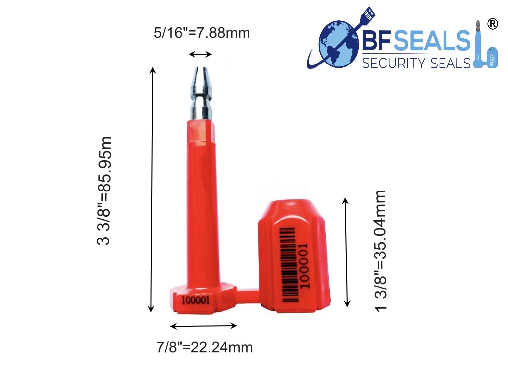 High Security Bolt Seal for Cargo Containers, Truck Trailers, RED, 20 Pieces, Numbered and barcoded, ISO and C-TPAT Certified BFSEALS - Free & Quick Shipping from USA
