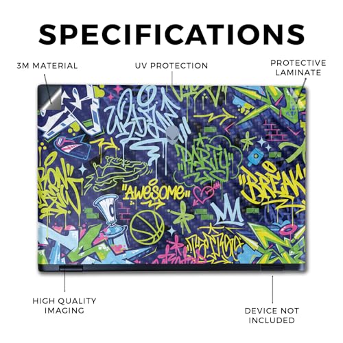 Image of Carbon Fiber Laptop Skin Compatible with Alienware M16 R2 (2024) - Neon Tags - Premium 3M Vinyl Protective Wrap Decal Cover - Easy to Apply | Crafted in The USA by MightySkins