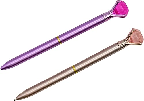 Miniatura 6 de 12 bolígrafos de diamantes de fantasía, novedosos bolígrafos de gemas de cristal con diseño de diamantes de imitación brillantes, tinta negra para