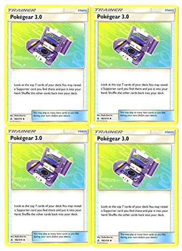 Pokemon Trainer Card Set - PokeGear 3.0-182/214 - Sun Moon Unbroken Bonds - 4 Card Lot
