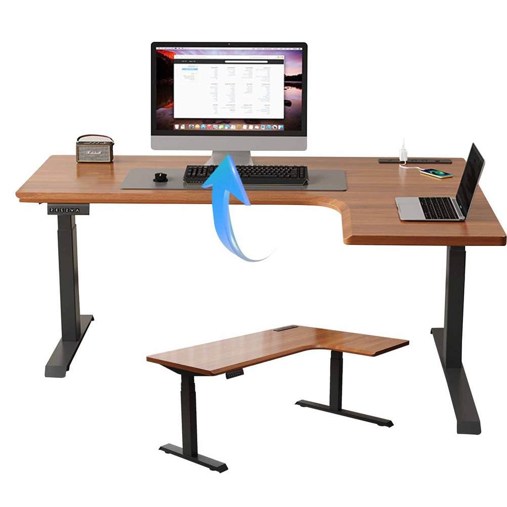 MYUYEE Height Adjustable Standing Desk 160X110Cm Lshaped Corner Desk For Home Office Ergonomic Computer Workstation Spacesaving Design Modern Style (Walnut-160 * 110Cmright Corner)