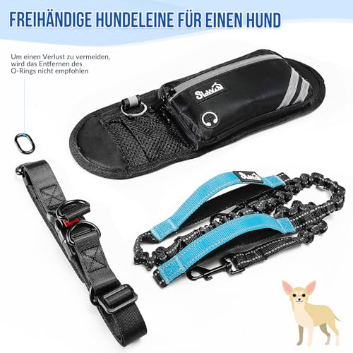 Eyein Joggingleine mit Bauchgurt für kleine und mittelgroße Hunde, verstellbar Freihandleine mit Reflektierend Elastisch Laufleine und Dual Griffe zum Joggen und Walken, M für einen Hund