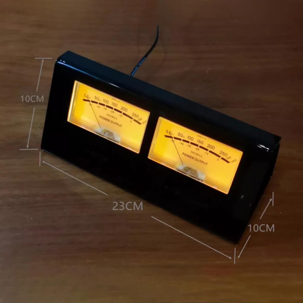 VU Meter, Selettore Altoparlante Amplificatore, con Display a Pannello DB, Livello Audio ad Alta Precisione, Amplificatore a 2 Vie, Luce Arancione per Musica Audio e Altoparlanti