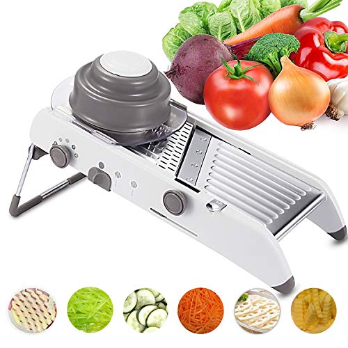 Pasutewel Mandoline Food Slicer, Stainless Steel Adjustable Vegetable Cutter Manual Kitchen Vegetable Shredder Julienne Chopper for Potato French Fries Fruits