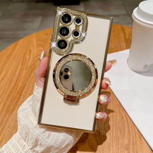 Coque Miroir pour Samsung S24 Or avec protection arrière effet diamant de luxe