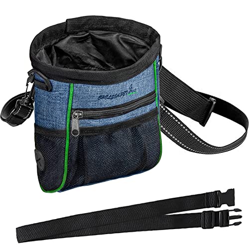 CHENEVER Bolsa de comida para perros, bolsa para perros con correa para el hombro, bolsa de comida premium de juguetes para mascotas, mordimientos (azul) Cover