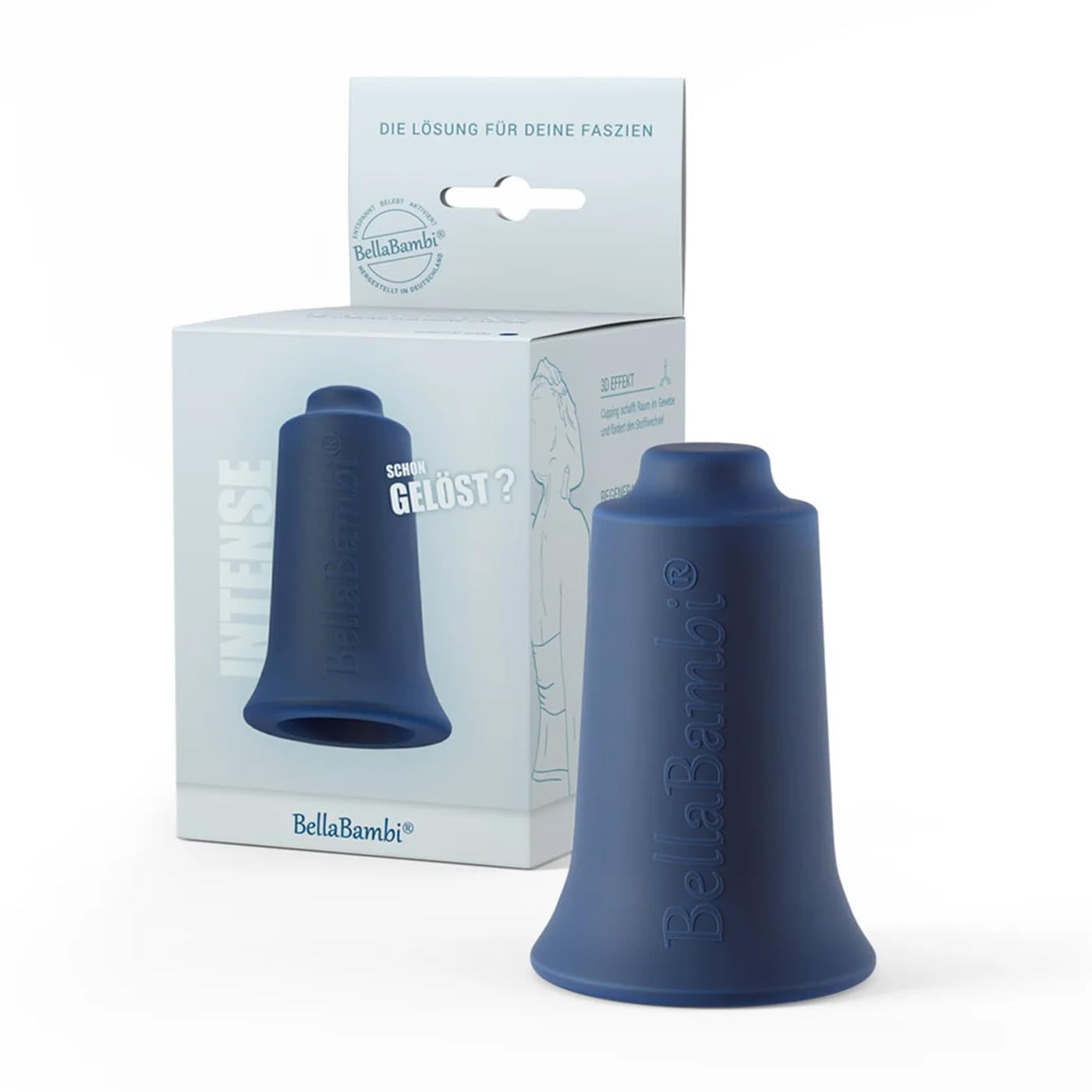 BellaBambi® original Schröpfglas | intensives Cupping für Sport & Massage | perfekter Faszien & Triggerpunkt Cup bei Verspannung von Kopf bis Fuß | Made in Germany | Intensität Intense - Nachtblau