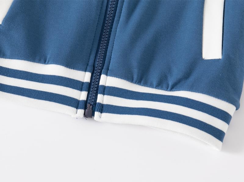 Meufam Baby Boy's 2023 Cartoon Graphic Baseball Jacket Full Zipper Up Team Uniform Varsity Jacket3