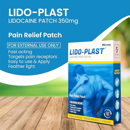 Image of Rusan LIDO-PLAST Large Lidocaine Patch 350mg (5 Patches per Pack) | Fast Relief for Neuropathic, Sciatica & Nerve Pain | Extra Coverage | Lasts 12 Hours | Easy to Apply | Skin-Friendly