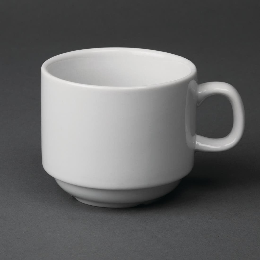 Olympia White Ware Stacking Tea Cups 200Ml 7Oz 12 Count (Pack of 1),