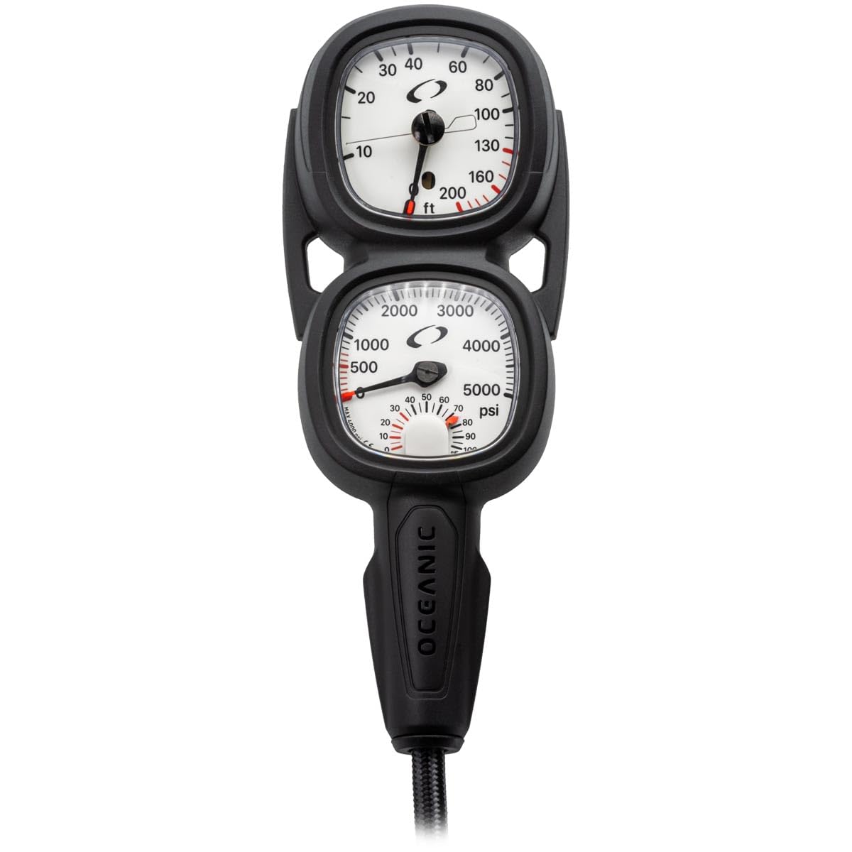 OCEANIC Maxview Combo: Includes Pressure and Depth gauges | Oversized gauges, for Easy Viewing | Pressure Gauge Available in PSI or Bar | 36
