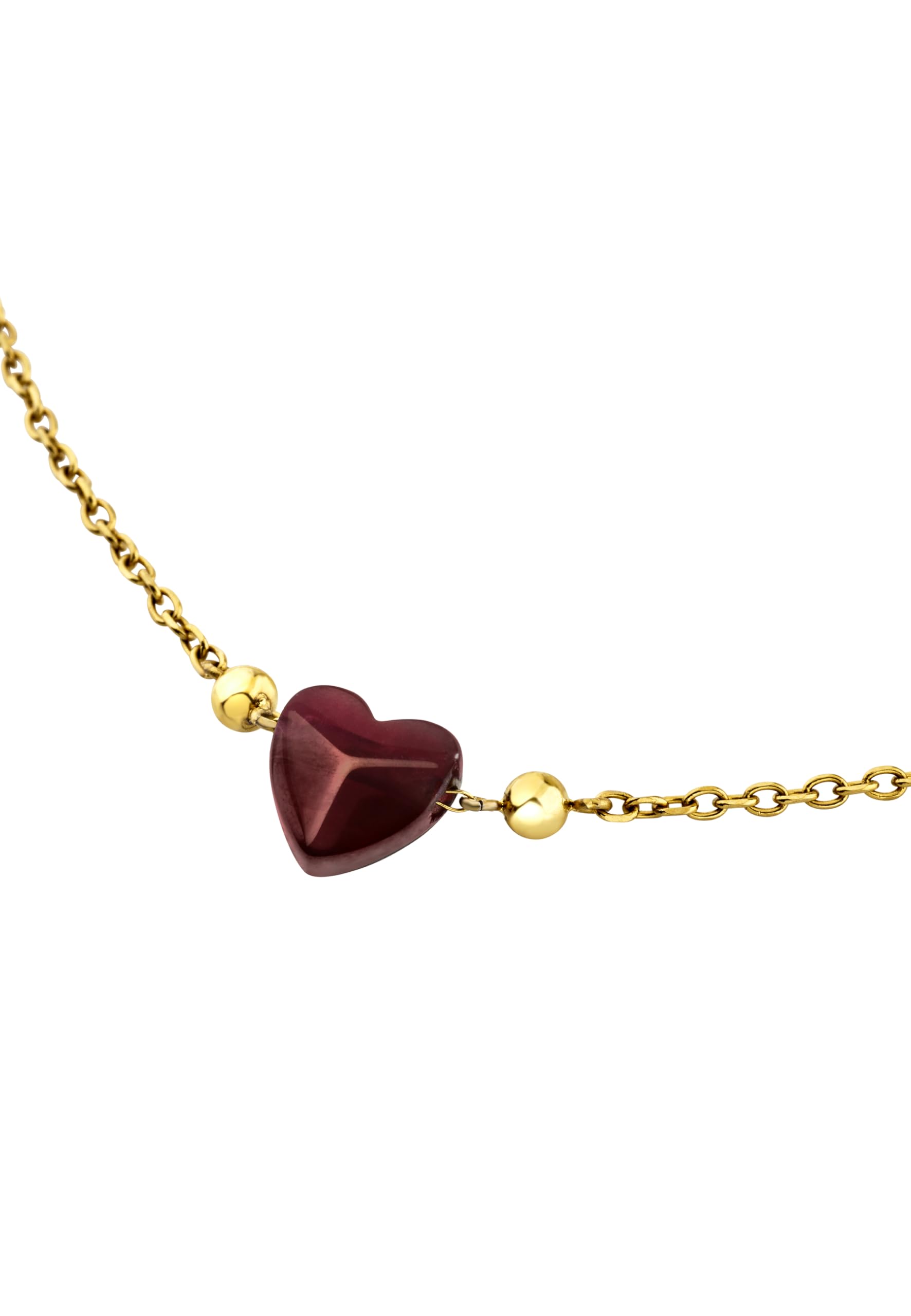 Breil, Collezione Candy, Collana Donna in Acciaio Lucido Effetto Specchio e Pietra a Forma di Cuore, Chiusura Regolabile, Collana con Cuore da 45 Cm