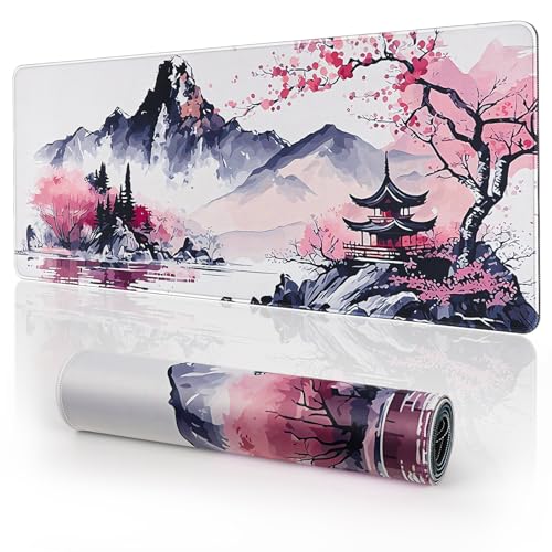 EFISH Alfombrilla de ratón para Juegos Japonesa XXL de 800 x 300 mm, Grande, con Bordes cosidos, Impermeable, Antideslizante, para PC, MacBook y portátil. Mejora la precisión y la Velocidad. (Y26)