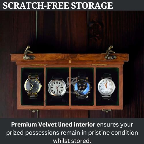 Image of Royal Craft Expertise 4 Slot Watch Box For Men, Wooden watch boxes, Watch case box for men, Watch storage Box, Organiser Box Display Case,Christmas, Valentine;s Day (Rosy brown)
