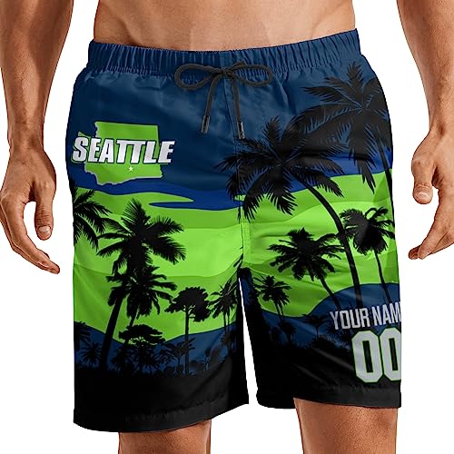 Custom Football Beach Shorts Personalized Sunset Swim Trunks Add Any Name & Number Fan Gift Boardshorts for Men Women Youth2