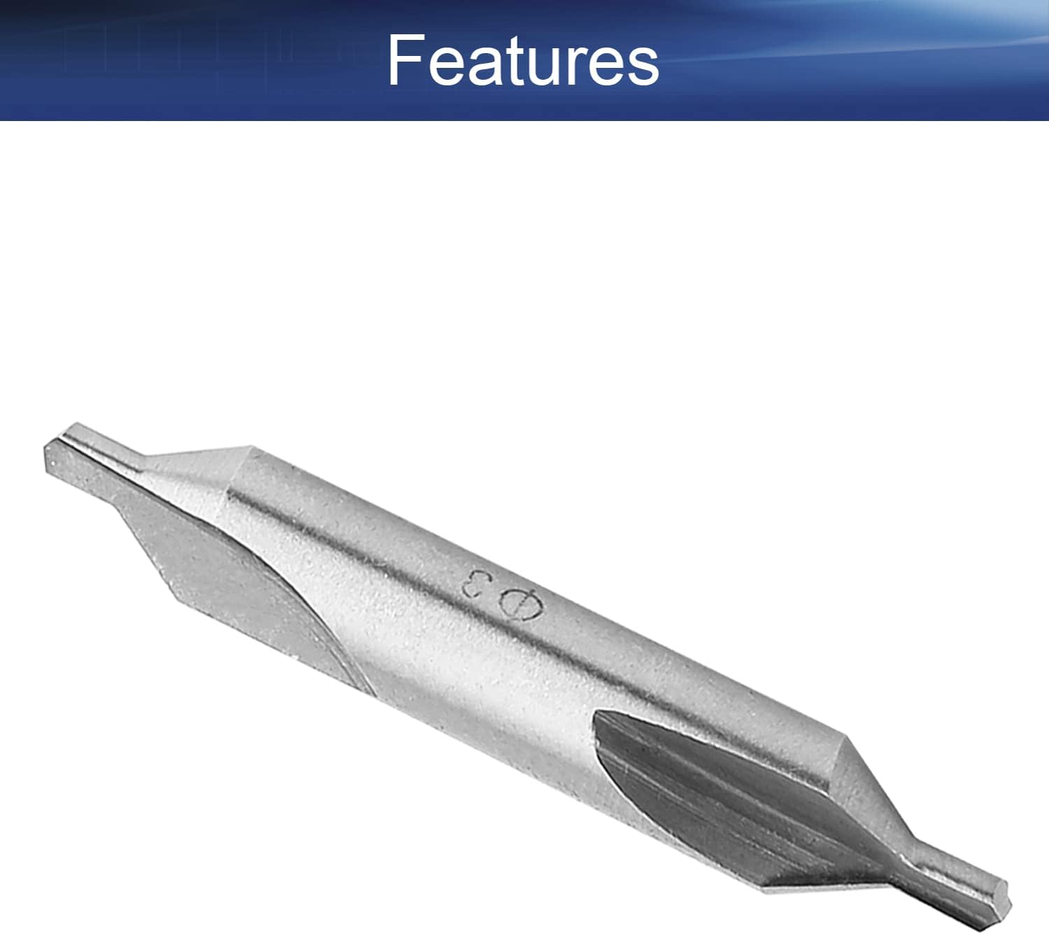 Auniwaig 5pcs Center Drill HSS-6542 Countersink Lathe Bit Mill Tool, 3mm x 8mm Combined Drills Plain Type A, Combined Countersinks Drills Set Tool Silver