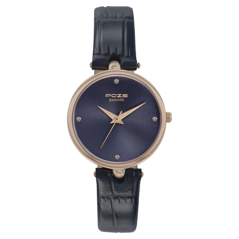 Sonata Poze Quartz Analog Blue Dial Leather Strap Watch for Women-SP80010WL01 (B0CT5H6DG1) Amazon Price History, Amazon Price Tracker