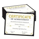 30 Certificates of Achievement Student Award Certificates Kindergarten Graduation Certificates Paper Monthly Certificates 8.5 x 11 inches (Black)