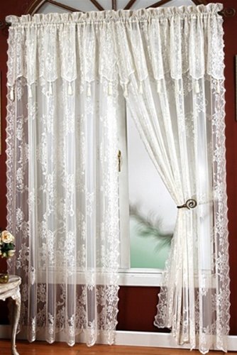 Carly Lace - 84" Curtain Panel - Color : Ecru