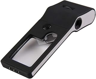 Portable Handheld Magnifying Glass 3X 10X Magnifier 55X Microscope with LED & UV Lights for Reading Coins Stamps Jewelry Appraisal Watch Repair Tool (Black)