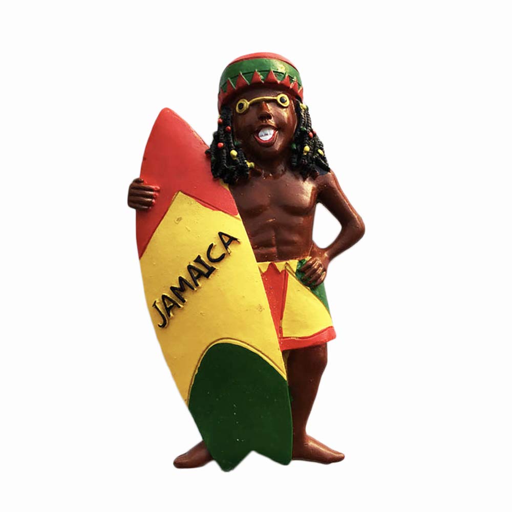 Wedarego Jamaica Surfing Man 3D Fridge Magnet Souvenir Gift,Handmade Home & Kitchen Decoration Refrigerator Magnet Collection