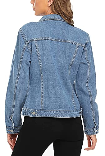 MISS MOLY Women's Denim Jacket Button Up Long Sleeve Basic Trendy Jean Jacket Coat with Pockets4